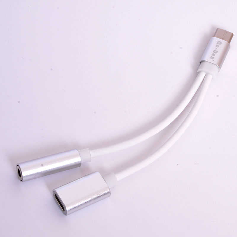 Go Des GD-UC010 2 in 1 Usb-C To 3.5mm Audio Adaptör Gri