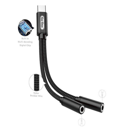 Go Des GD-UC037 Type-C To Double 3.5mm Dönüştürücü Siyah