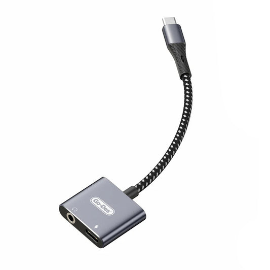 Go Des GD-UC160 2in1 Type-C To 3.5mm Aux Çevirici Ses Adaptörü Gri