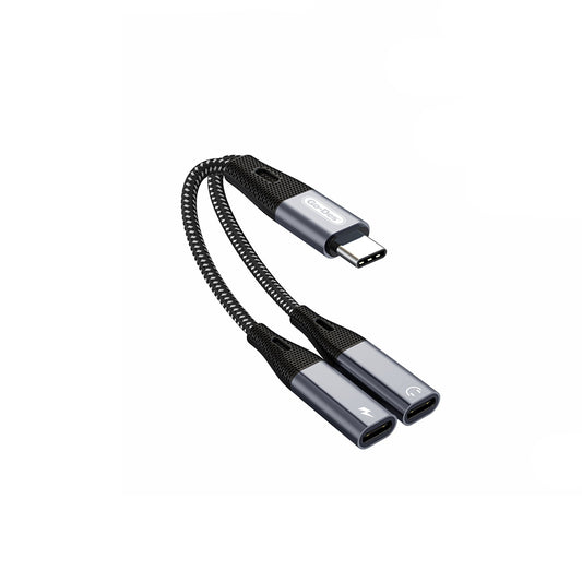 Go Des GD-UC163 Type-C 2in1 Şarj ve Ses Kablosu Siyah