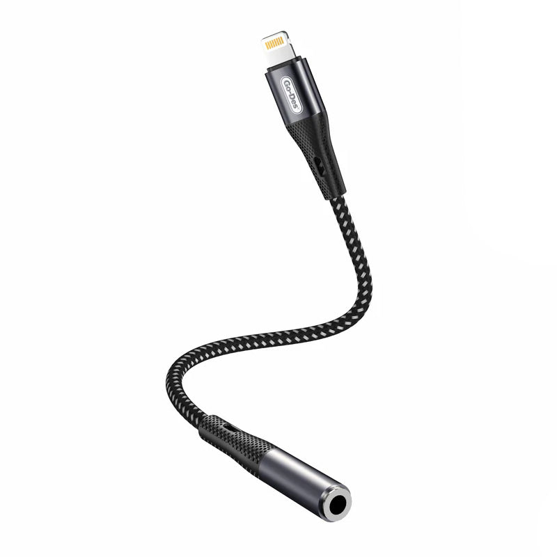 Go Des GD-UC166 Lightning to 3.5mm Aux Çevirici Örgülü Ses Adaptörü Gri