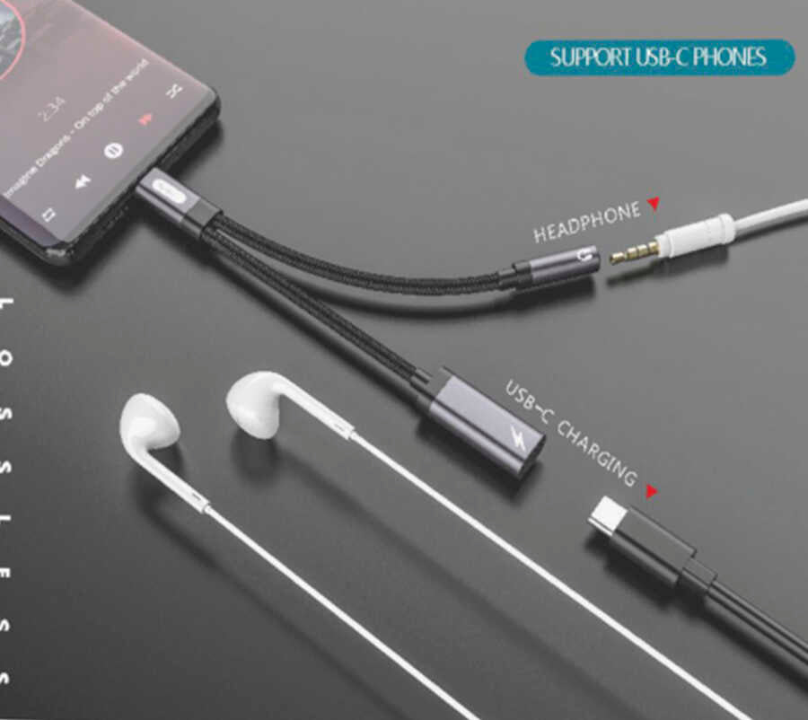 Go Des GD-UC312 Type-C To 3.5mm Dönüştürücü Gri