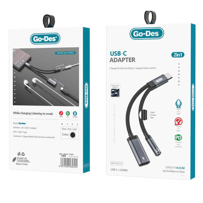 Go Des GD-UC312 Type-C To 3.5mm Dönüştürücü Gri