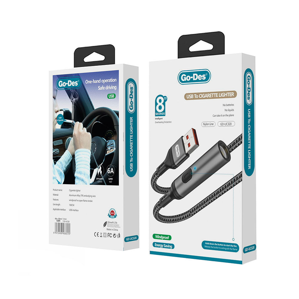 Go Des GD-UC320 USB Bağlantılı Çakmak Gri