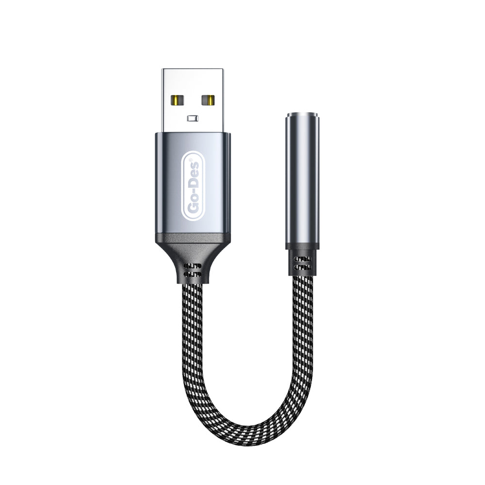Go Des GD-UC332 USB-A to 3.5mm Aux Çevirici Ses Adaptörü Gri