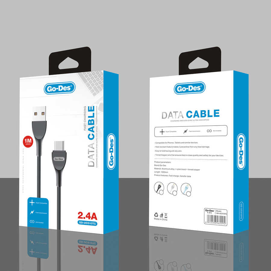 Go Des GD-UC510 Type-C Usb Kablo Siyah