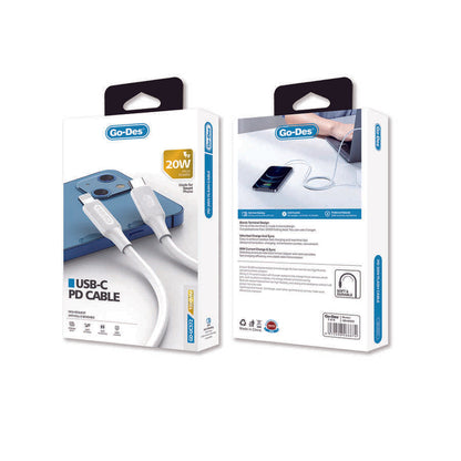 Go Des GD-UC572 Type-C to Lightning PD Hızlı Şarj Kablosu 20W 1 metre Beyaz