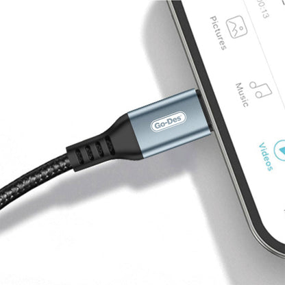 Go Des GD-UC593 Biyonik Terminal Tasarım PD65W Type-C to Type-C & USB-A to Type-C Kablo Siyah