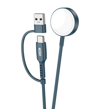 Go Des GD-UC608 Apple Watch Serisi Akıllı Saat Wireless 2 in 1 PD - Usb Hızlı Şarj Kablosu Royal Mavi