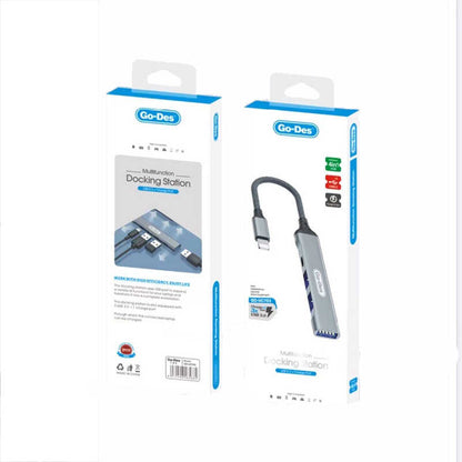 Go Des GD-UC703 4 in 1 Çoklu USB İstasyonu Gri