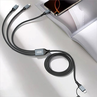 Go Des GD-UC806 3in2 Lightning – Type-C – Type-C Hızlı Şarj Kablosu 100W 1M Gri