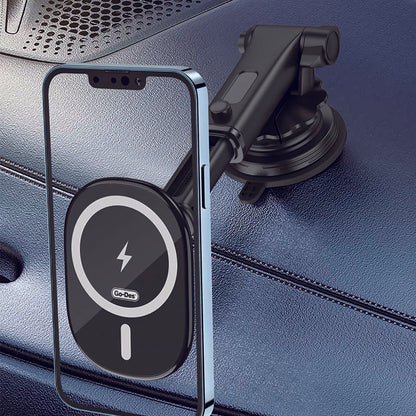 Go Des GD-WL398 Magnetik Wireless Şarj Özellikli 2 in 1 Telefon Tutucu Vantuzlu Tasarım Siyah