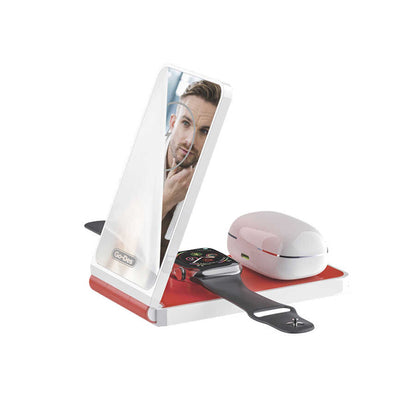Go Des GD-WL766 Magnetik Wireless Hızlı Şarj Özellikli 4 in 1 Şarj İstasyonu 30W Beyaz