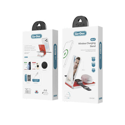 Go Des GD-WL766 Magnetik Wireless Hızlı Şarj Özellikli 4 in 1 Şarj İstasyonu 30W Beyaz