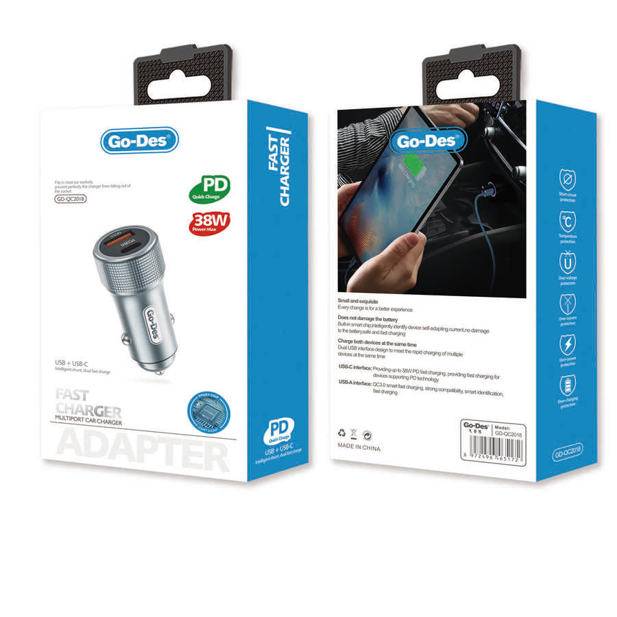 Go Des QC2018 Araç Şarjı Gümüş