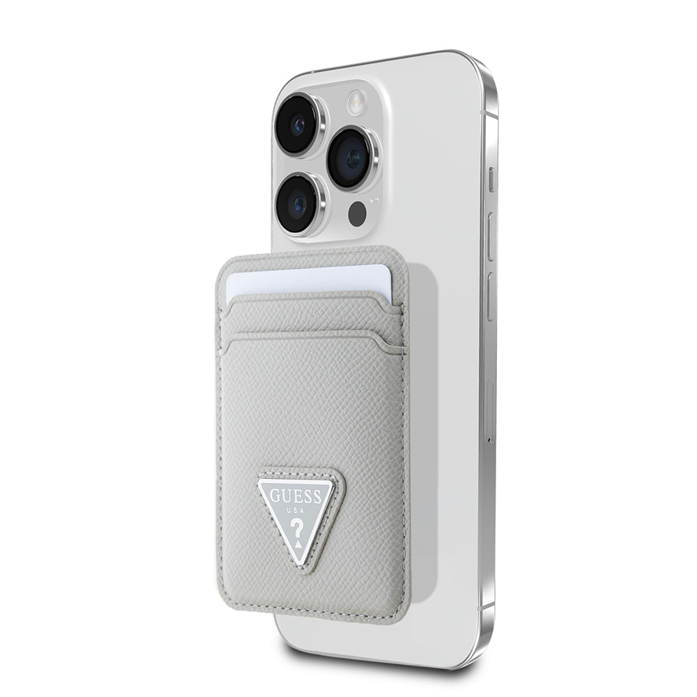 Guess Orjinal Lisanslı 2 Hazneli Üçgen Logolu Deri Magnetik Kartlık Mavi