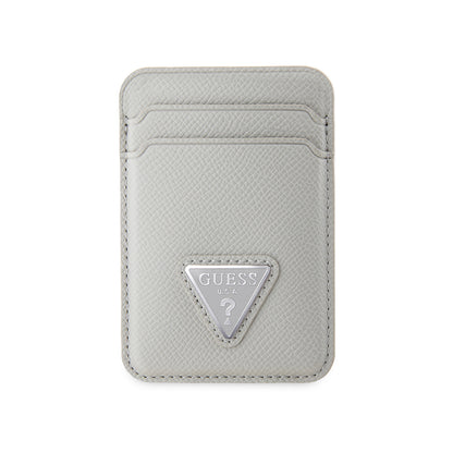 Guess Orjinal Lisanslı 2 Hazneli Üçgen Logolu Deri Magnetik Kartlık Bej