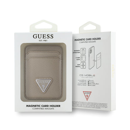 Guess Orjinal Lisanslı 2 Hazneli Üçgen Logolu Deri Magnetik Kartlık Mavi