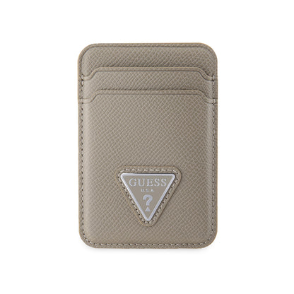 Guess Orjinal Lisanslı 2 Hazneli Üçgen Logolu Deri Magnetik Kartlık Kahverengi