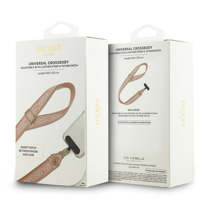 Guess Orjinal Lisanslı 4G Desen ve Metal Logolu Çapraz Vücut Telefon Askı Kayışı 150cm Pembe