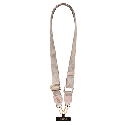 Guess Orjinal Lisanslı 4G Desen ve Metal Logolu Çapraz Vücut Telefon Askı Kayışı 150cm Pembe