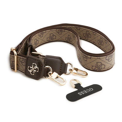 Guess Orjinal Lisanslı 4G Desen ve Metal Logolu Çapraz Vücut Telefon Askı Kayışı 150cm Siyah