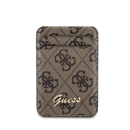 Guess Orjinal Lisanslı 4G Desenli Metal Script Logolu Magnetik Kartlık Siyah