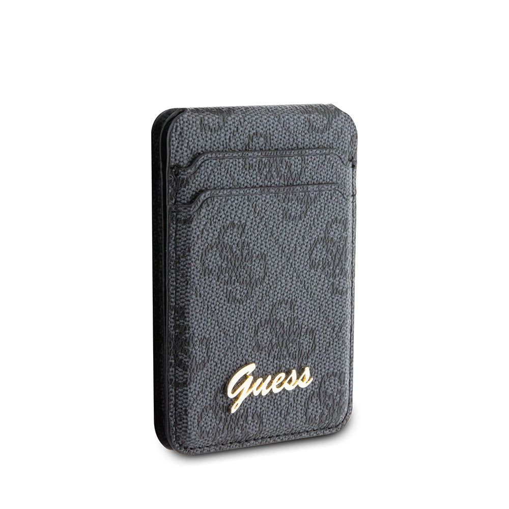 Guess Orjinal Lisanslı 4G Desenli Metal Script Logolu Magnetik Kartlık Siyah