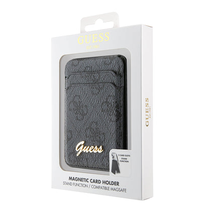 Guess Orjinal Lisanslı 4G Desenli Metal Script Logolu Magnetik Kartlık Kahverengi