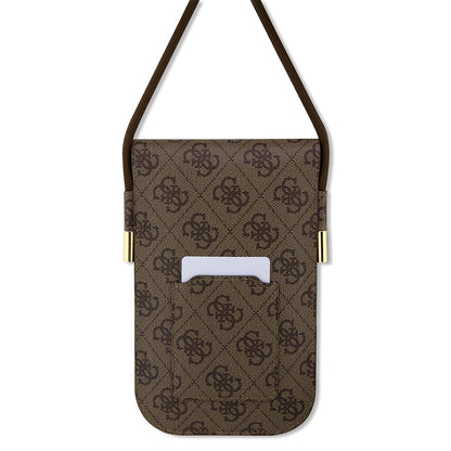 Guess Orjinal Lisanslı 4G Desenli Metal Yazı Logolu Askılı Mıknatıs Kapaklı Çanta Kahverengi