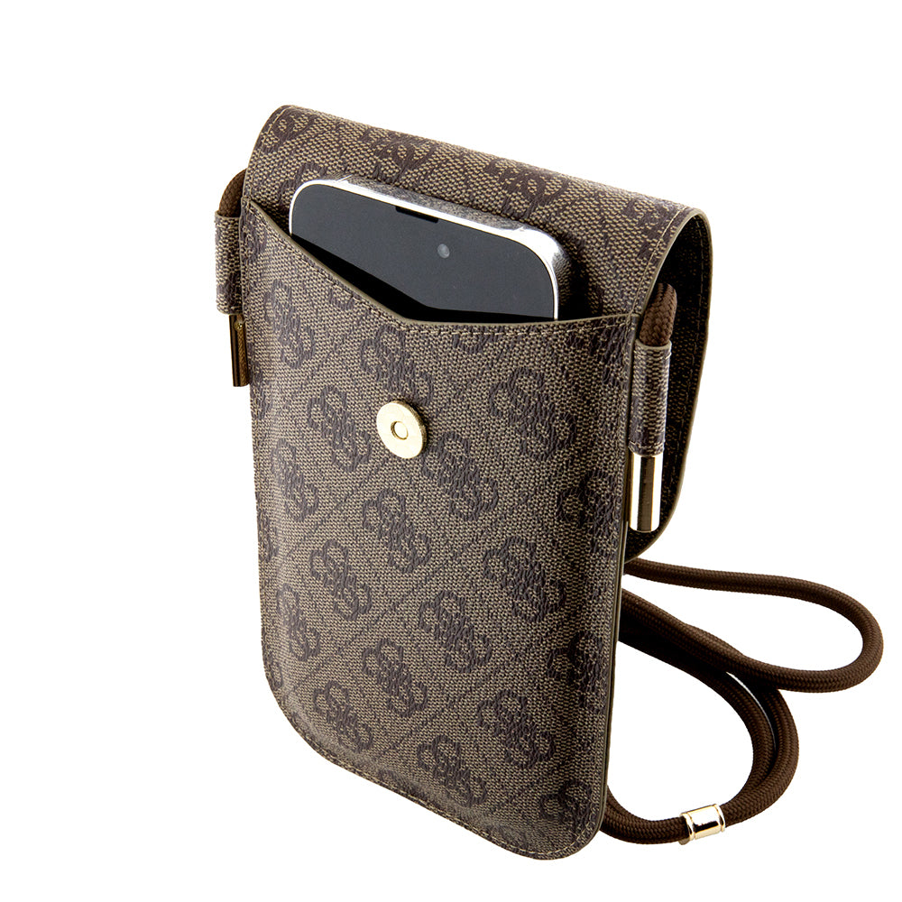 Guess Orjinal Lisanslı 4G Desenli Askılı Mıknatıs Kapaklı Çanta Pembe