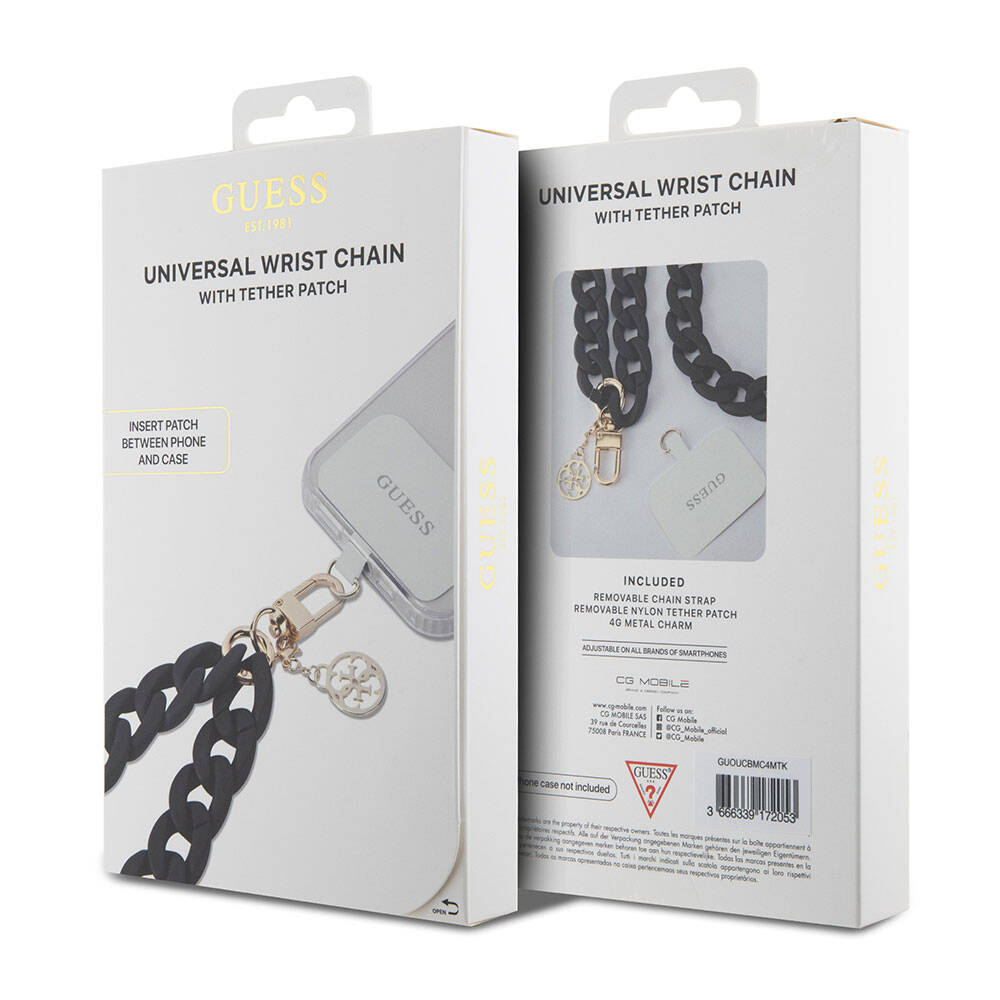 Guess Orjinal Lisanslı 4G Logolu Kalın Telefon Askı Zinciri Siyah