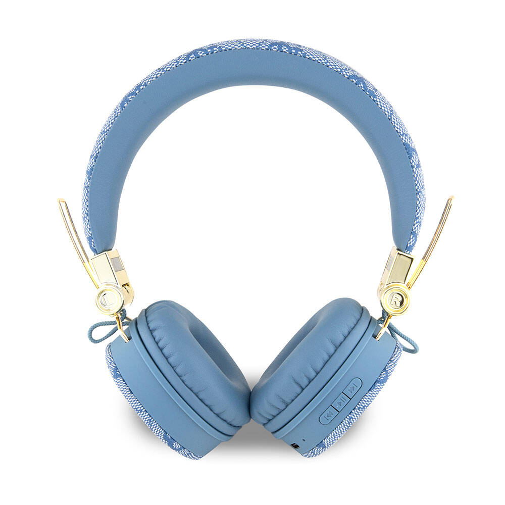 Guess Orjinal Lisanslı 4G Metal Logo PU Deri Ayarlanabilir Kulak Üstü Bluetooth Kulaklık Siyah