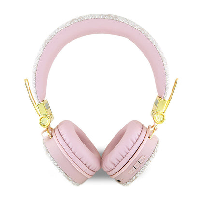 Guess Orjinal Lisanslı 4G Metal Logo PU Deri Ayarlanabilir Kulak Üstü Bluetooth Kulaklık Siyah