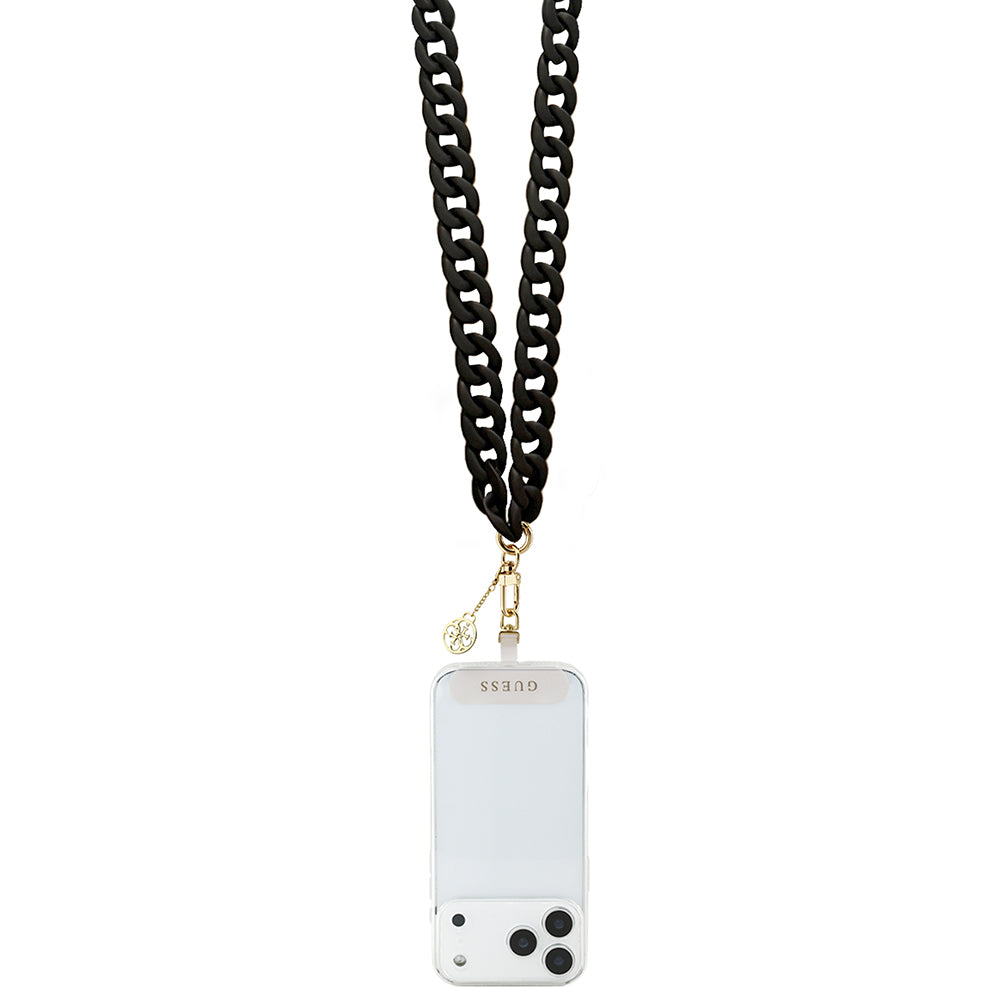 Guess Orjinal Lisanslı 4G Metal Logolu Büyük Zincirli Çapraz Vücut Telefon Askı Kayışı 120cm Kahverengi