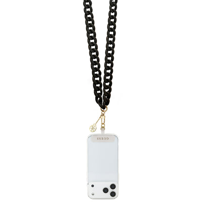 Guess Orjinal Lisanslı 4G Metal Logolu Büyük Zincirli Çapraz Vücut Telefon Askı Kayışı 120cm Kahverengi