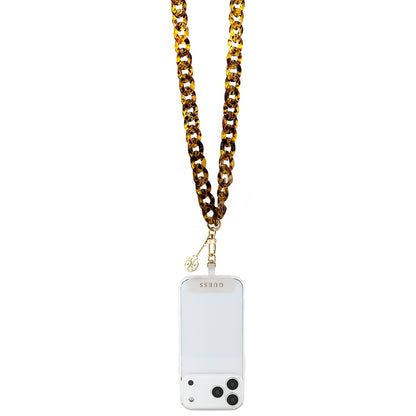Guess Orjinal Lisanslı 4G Metal Logolu Büyük Zincirli Çapraz Vücut Telefon Askı Kayışı 120cm Kahverengi