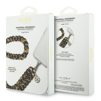 Guess Orjinal Lisanslı 4G Metal Logolu Büyük Zincirli Çapraz Vücut Telefon Askı Kayışı 120cm Siyah