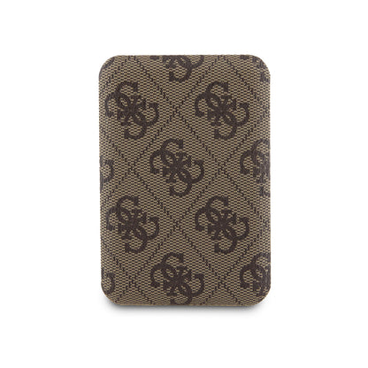 Guess Orjinal Lisanslı Dijital Led Göstergeli PU Deri 4G Desenli Metal Yazı Logolu Powerbank 5000mAh 15W Pembe