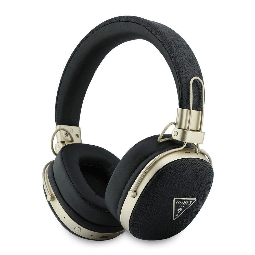 Guess Orjinal Lisanslı ENC Teknolojili PU Üçgen Metal Logolu Kulak Üstü Bluetooth Kulaklık v5.4