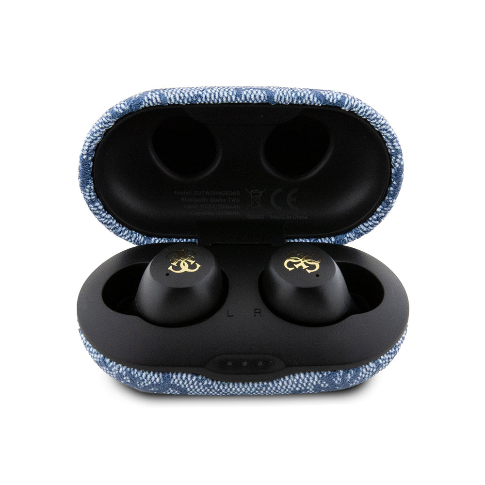 Guess Orjinal Lisanslı Klasik Metal Yazı Logolu TWS Kulak İçi Bluetooth Kulaklık Mavi
