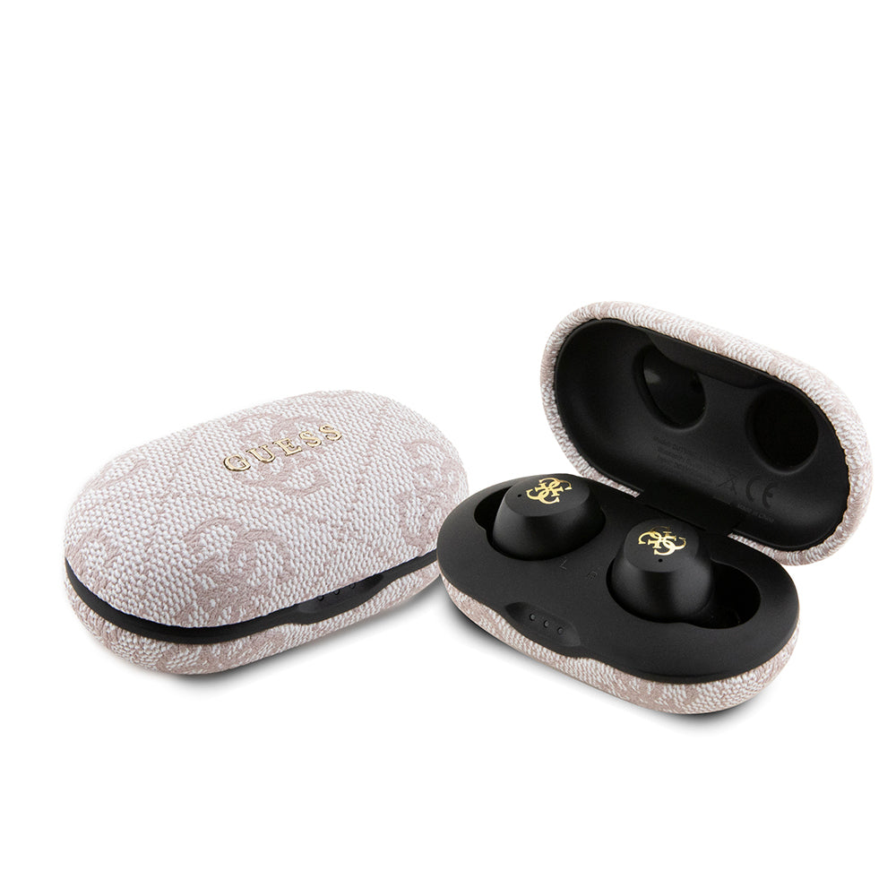 Guess Orjinal Lisanslı Klasik Metal Yazı Logolu TWS Kulak İçi Bluetooth Kulaklık Pembe