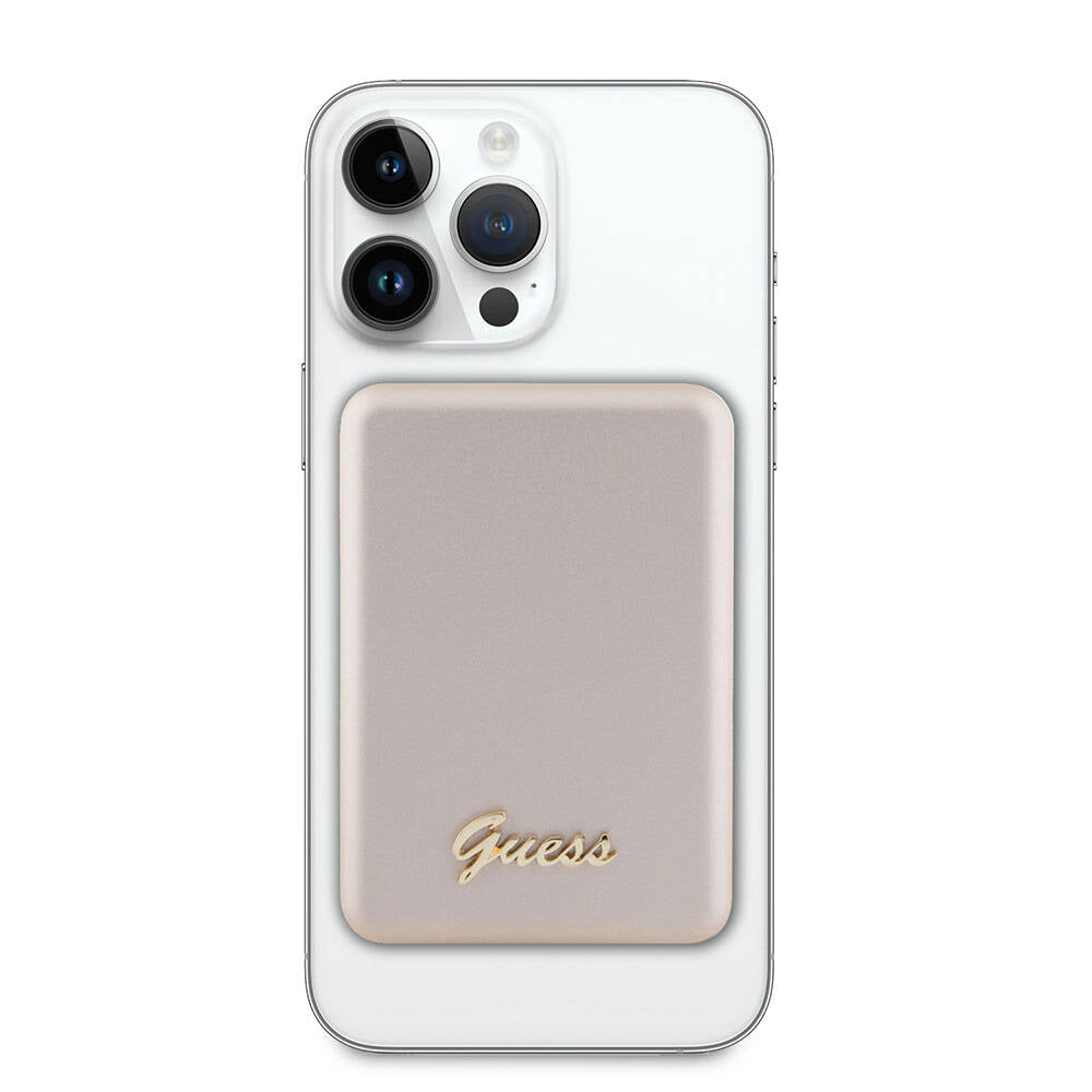 Guess Orjinal Lisanslı M-safe Şarj Özellikli Metal Yazı Logolu Powerbank 3000mAh 5W Gold