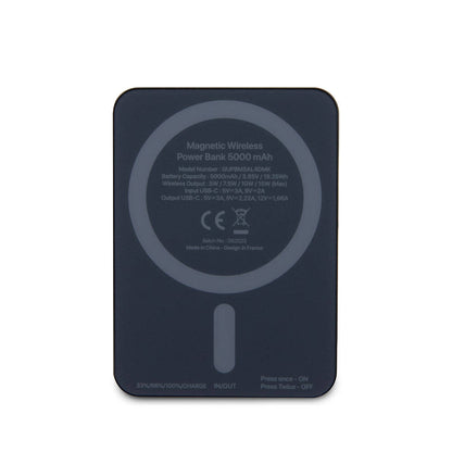 Guess Orjinal Lisanslı M-safe Şarj Özellikli Metal Yazı Logolu Powerbank 5000mAh 15W Siyah