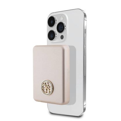 Guess Orjinal Lisanslı M-safe Şarj Özellikli Taşlı 4G Logolu Powerbank 3000mAh 5W Siyah