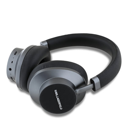 Karl Lagerfeld Orjinal Lisanslı ANC/ENC Özellikli KL Yazı Logolu Saffiano Serisi Kulak Üstü Bluetooth Kulaklık v5.3 Siyah