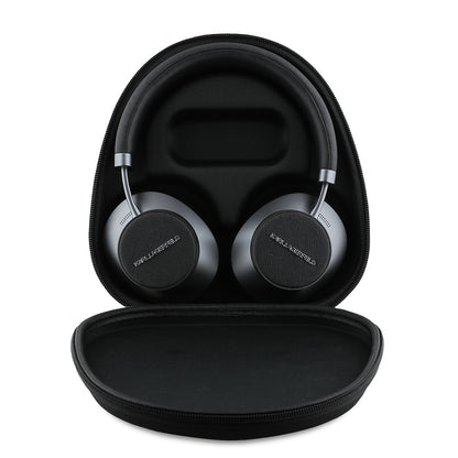 Karl Lagerfeld Orjinal Lisanslı ANC/ENC Özellikli KL Yazı Logolu Saffiano Serisi Kulak Üstü Bluetooth Kulaklık v5.3 Siyah