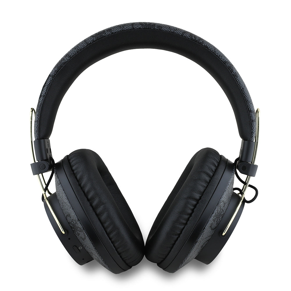 Guess Orjinal Lisanslı PU 4G Desenli Büyük Metal Logolu Kulak Üstü Bluetooth Kulaklık Siyah