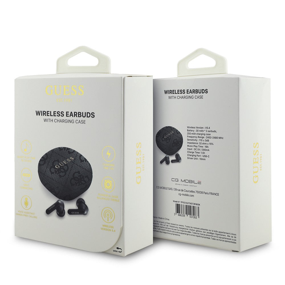 Guess Orjinal Lisanslı PU 4G Desenli Klasik Metal Yazı Logolu TWS Kulak İçi Bluetooth Kulaklık