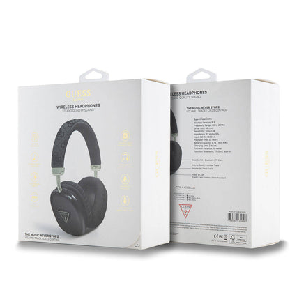 Guess Orjinal Lisanslı PU 4G Desenli Üçgen Logolu Kulak Üstü Bluetooth Kulaklık Siyah